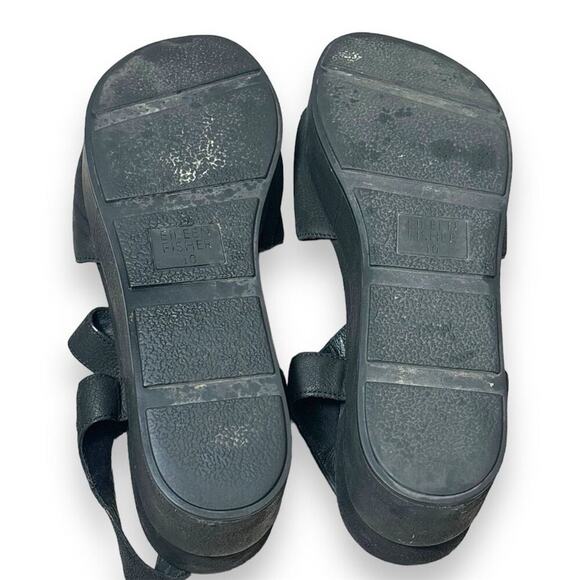 Eileen Fisher Women's Black Leather Platform Slingback Sandals Size 10 - Picture 4 of 5
